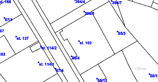 Parcela st. 102 v KÚ Ochoz u Nasavrk, Katastrální mapa