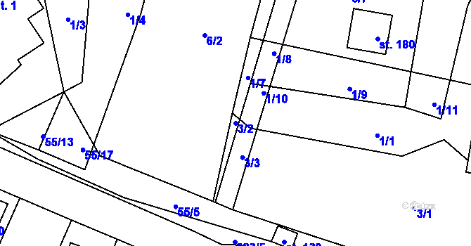 Parcela st. 3/2 v KÚ Ochoz u Nasavrk, Katastrální mapa