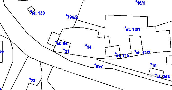 Parcela st. 14 v KÚ Ochoz u Nasavrk, Katastrální mapa