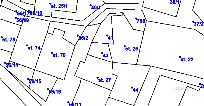 Parcela st. 43 v KÚ Ochoz u Nasavrk, Katastrální mapa