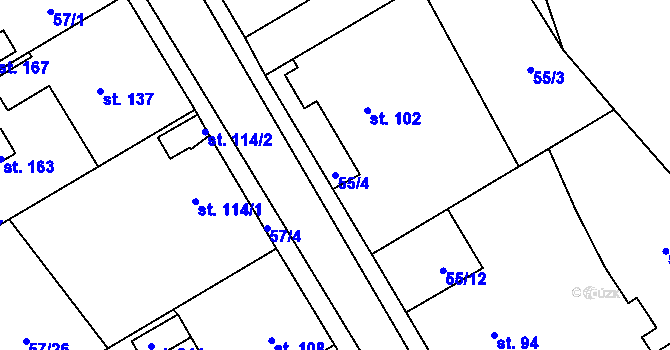 Parcela st. 55/4 v KÚ Ochoz u Nasavrk, Katastrální mapa