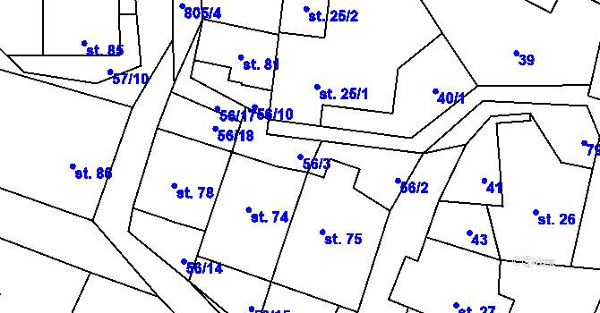 Parcela st. 56/3 v KÚ Ochoz u Nasavrk, Katastrální mapa