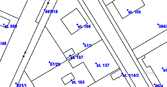 Parcela st. 57/1 v KÚ Ochoz u Nasavrk, Katastrální mapa