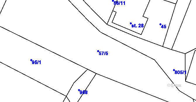 Parcela st. 57/5 v KÚ Ochoz u Nasavrk, Katastrální mapa