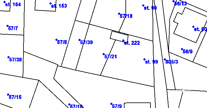 Parcela st. 57/21 v KÚ Ochoz u Nasavrk, Katastrální mapa