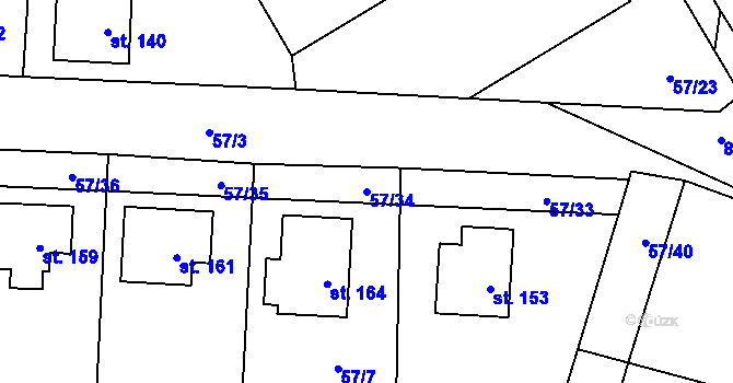 Parcela st. 57/34 v KÚ Ochoz u Nasavrk, Katastrální mapa