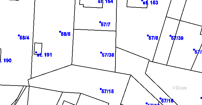 Parcela st. 57/38 v KÚ Ochoz u Nasavrk, Katastrální mapa