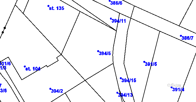 Parcela st. 394/5 v KÚ Ochoz u Nasavrk, Katastrální mapa