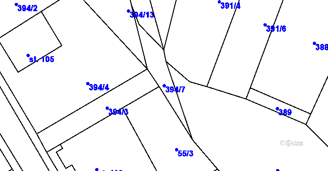Parcela st. 394/7 v KÚ Ochoz u Nasavrk, Katastrální mapa