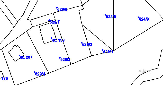 Parcela st. 529/2 v KÚ Ochoz u Nasavrk, Katastrální mapa
