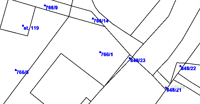 Parcela st. 766/1 v KÚ Ochoz u Nasavrk, Katastrální mapa