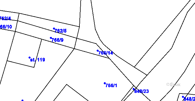 Parcela st. 766/14 v KÚ Ochoz u Nasavrk, Katastrální mapa