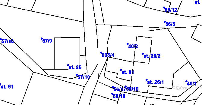 Parcela st. 805/4 v KÚ Ochoz u Nasavrk, Katastrální mapa