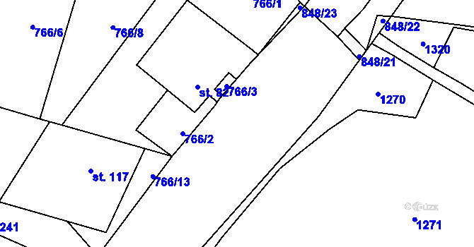 Parcela st. 848/4 v KÚ Ochoz u Nasavrk, Katastrální mapa