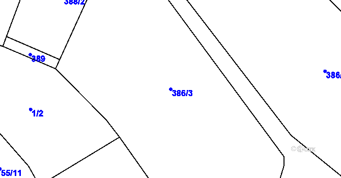 Parcela st. 386/3 v KÚ Ochoz u Nasavrk, Katastrální mapa