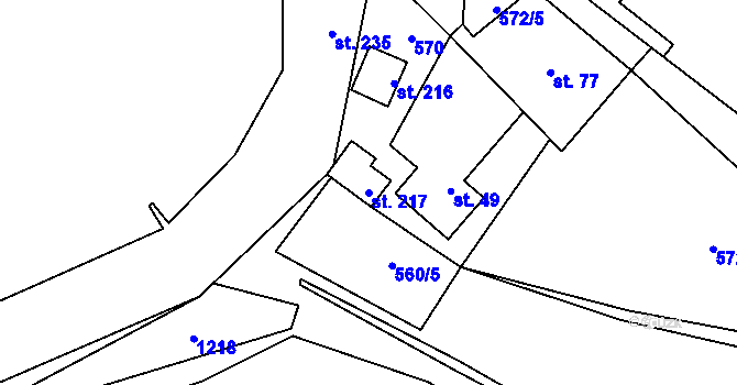 Parcela st. 217 v KÚ Ochoz u Nasavrk, Katastrální mapa