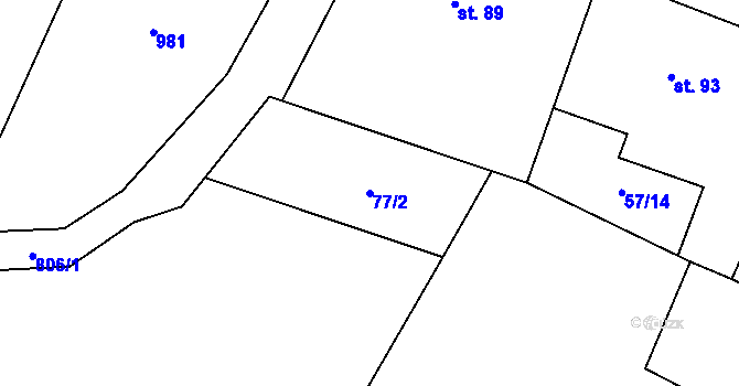 Parcela st. 77/2 v KÚ Ochoz u Nasavrk, Katastrální mapa
