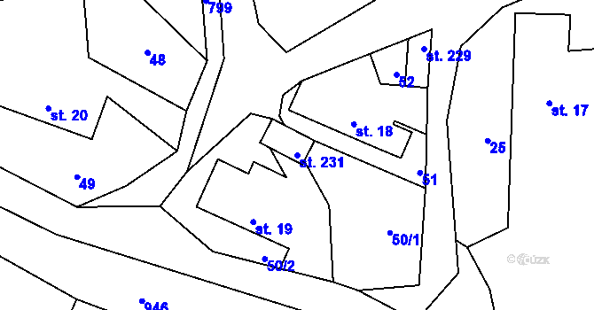 Parcela st. 231 v KÚ Ochoz u Nasavrk, Katastrální mapa
