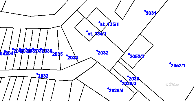 Parcela st. 2032 v KÚ Ochoz u Konice, Katastrální mapa