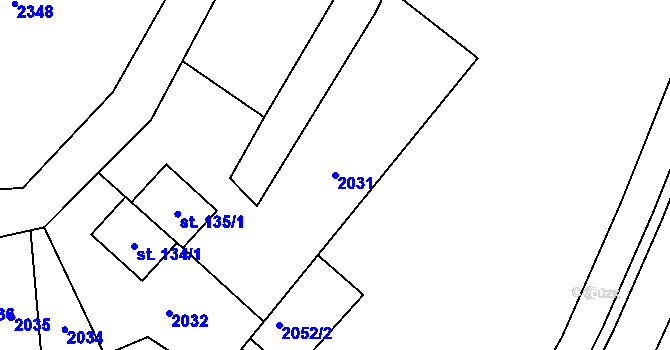 Parcela st. 2031 v KÚ Ochoz u Konice, Katastrální mapa