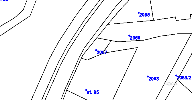 Parcela st. 2067 v KÚ Ochoz u Konice, Katastrální mapa