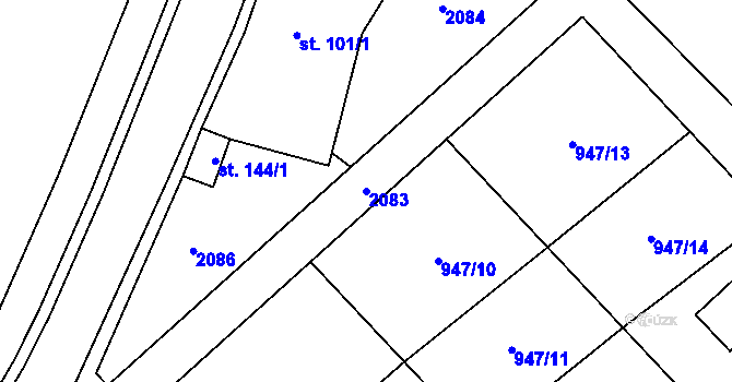 Parcela st. 2083 v KÚ Ochoz u Konice, Katastrální mapa
