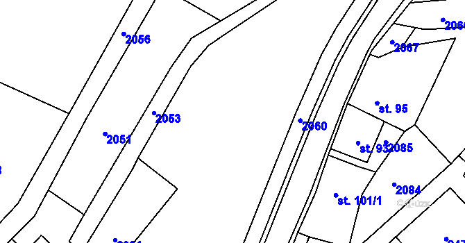 Parcela st. 2052 v KÚ Ochoz u Konice, Katastrální mapa