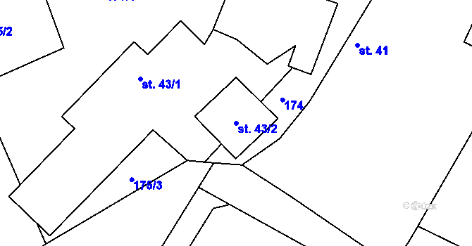 Parcela st. 43/2 v KÚ Ochoz u Konice, Katastrální mapa