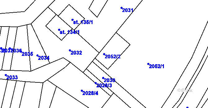 Parcela st. 2052/2 v KÚ Ochoz u Konice, Katastrální mapa