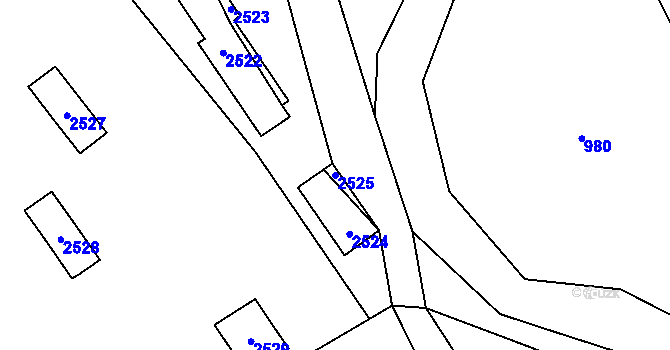 Parcela st. 2525 v KÚ Ochoz u Konice, Katastrální mapa