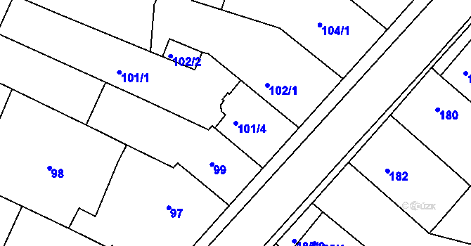 Parcela st. 101/4 v KÚ Ochoz u Brna, Katastrální mapa