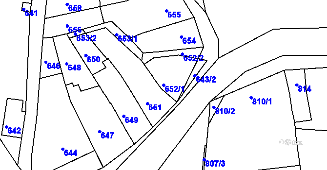 Parcela st. 652/1 v KÚ Ochoz u Brna, Katastrální mapa
