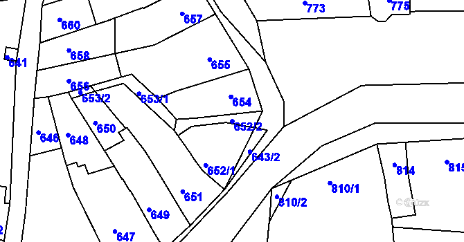 Parcela st. 652/2 v KÚ Ochoz u Brna, Katastrální mapa