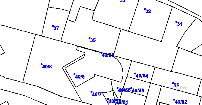 Parcela st. 40/58 v KÚ Ochoz u Brna, Katastrální mapa