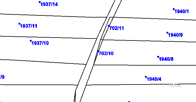 Parcela st. 702/10 v KÚ Ochoz u Brna, Katastrální mapa