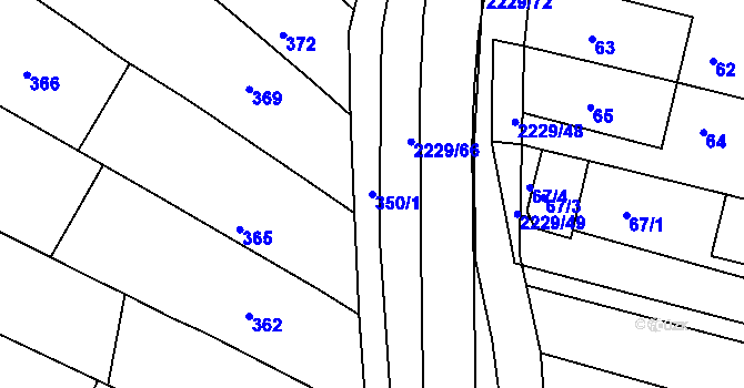 Parcela st. 350/1 v KÚ Ochoz u Brna, Katastrální mapa