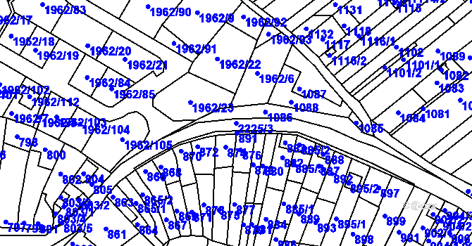 Parcela st. 2225/3 v KÚ Ochoz u Brna, Katastrální mapa