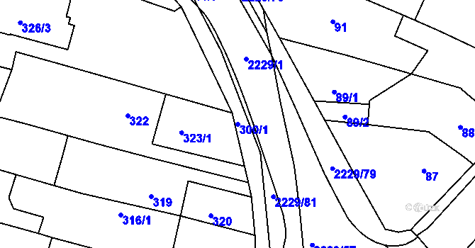 Parcela st. 300/1 v KÚ Ochoz u Brna, Katastrální mapa