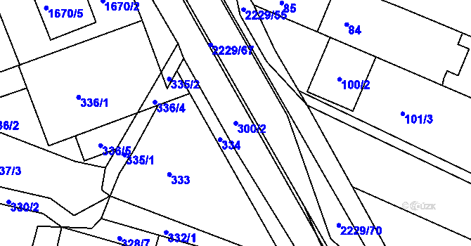 Parcela st. 300/2 v KÚ Ochoz u Brna, Katastrální mapa