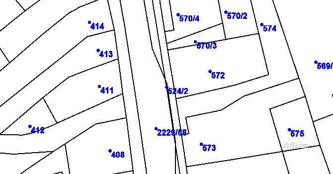 Parcela st. 524/2 v KÚ Ochoz u Brna, Katastrální mapa
