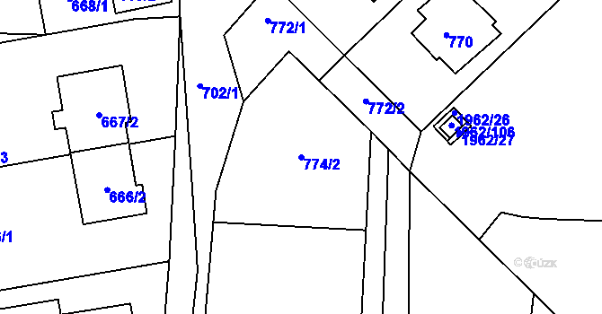 Parcela st. 774/2 v KÚ Ochoz u Brna, Katastrální mapa
