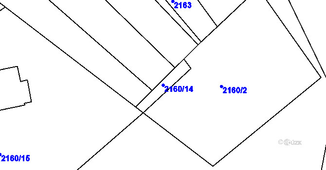 Parcela st. 2160/14 v KÚ Ochoz u Brna, Katastrální mapa