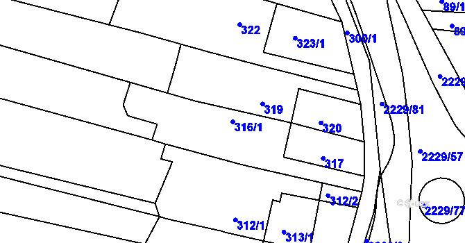 Parcela st. 316/1 v KÚ Ochoz u Brna, Katastrální mapa