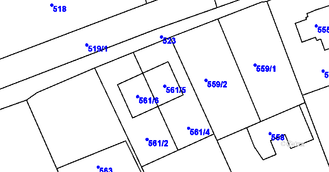 Parcela st. 561/5 v KÚ Ochoz u Brna, Katastrální mapa