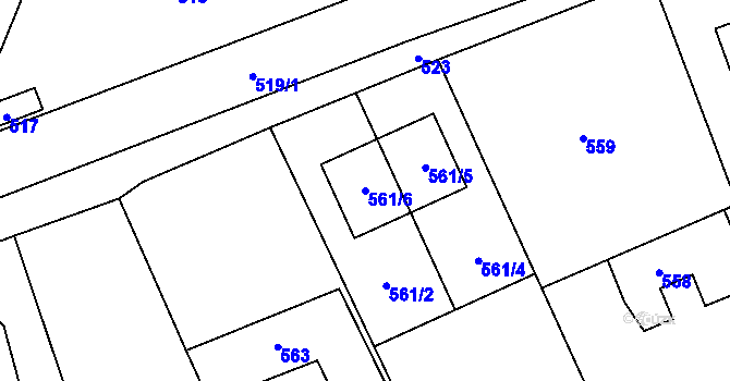 Parcela st. 561/6 v KÚ Ochoz u Brna, Katastrální mapa