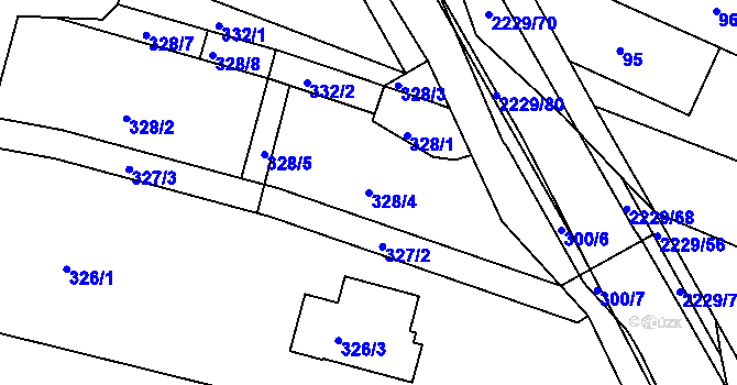 Parcela st. 328/4 v KÚ Ochoz u Brna, Katastrální mapa