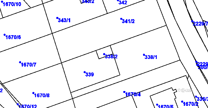 Parcela st. 338/2 v KÚ Ochoz u Brna, Katastrální mapa