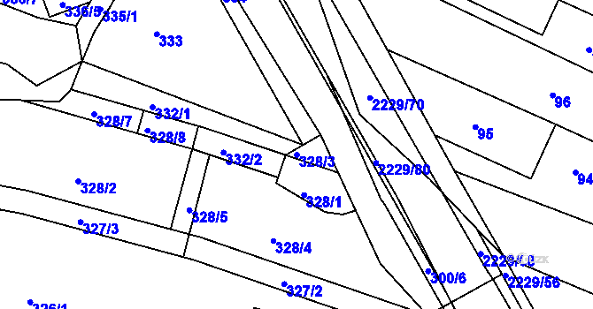 Parcela st. 328/3 v KÚ Ochoz u Brna, Katastrální mapa