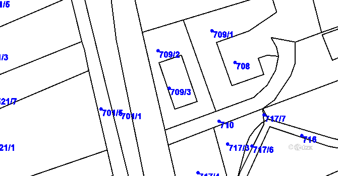 Parcela st. 709/3 v KÚ Ochoz u Brna, Katastrální mapa