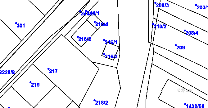 Parcela st. 216/3 v KÚ Ochoz u Brna, Katastrální mapa